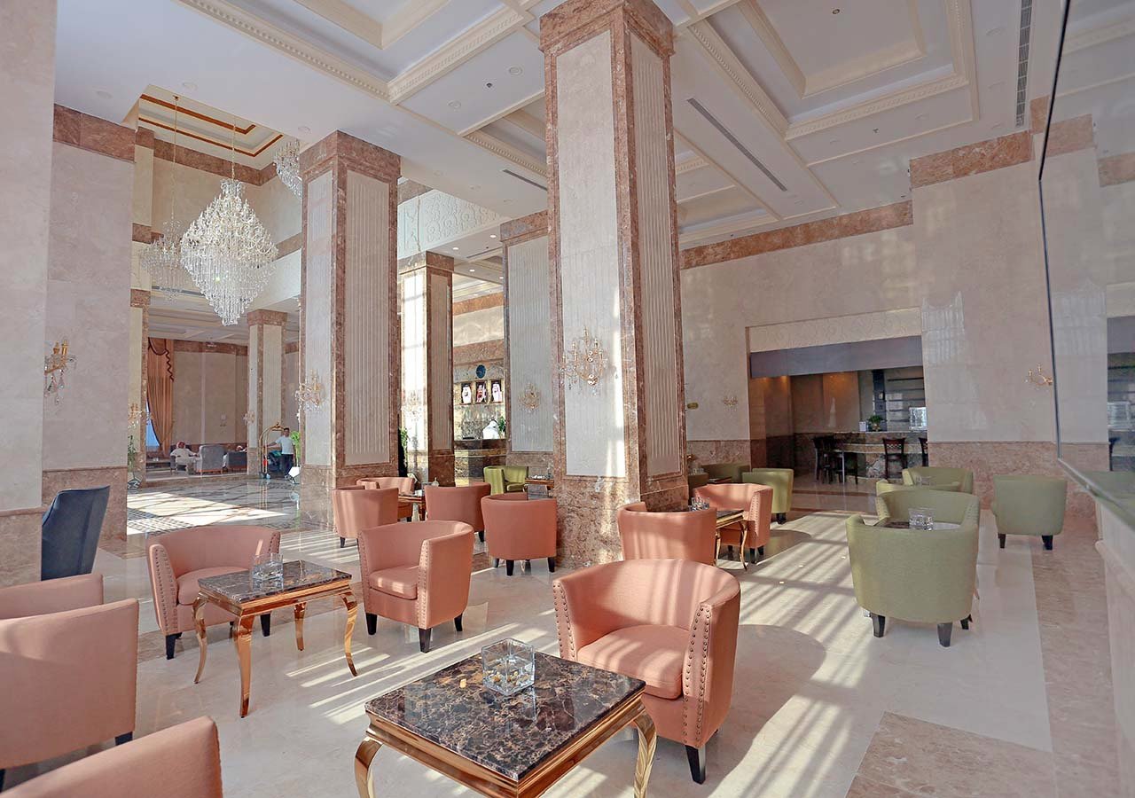 Marble lobby and lounge at Karam Al Balad
